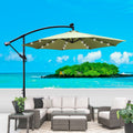 10 Ft Outdoor Patio Umbrella Solar Powered Led Lighted Sun Shade Market Waterproof 8 Ribs Umbrella With Crank And Cross Base For Garden Deck Backyard Pool Shade Outside Deck Swimming Pool Lime Green