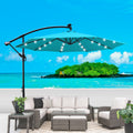 10 Ft Outdoor Patio Umbrella Solar Powered Led Lighted Sun Shade Market Waterproof 8 Ribs Umbrella With Crank And Cross Base For Garden Deck Backyard Pool Shade Outside Deck Swimming Pool Turquoise