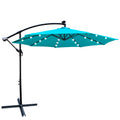 10 Ft Outdoor Patio Umbrella Solar Powered Led Lighted Sun Shade Market Waterproof 8 Ribs Umbrella With Crank And Cross Base For Garden Deck Backyard Pool Shade Outside Deck Swimming Pool Turquoise