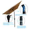 6 X 9Ft Patio Umbrella Outdoor Waterproof Umbrella With Crank And Push Button Tilt Without Flap For Garden Backyard Pool Swimming Pool Market Brown Steel