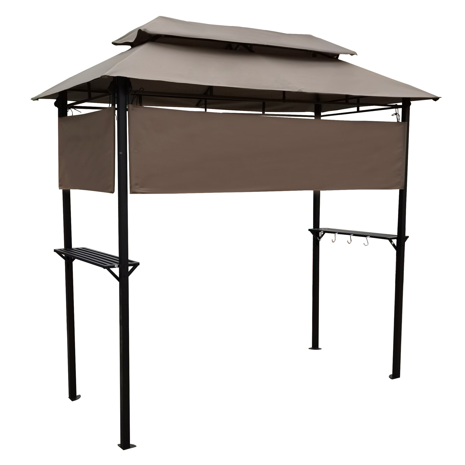 8X4Ft Grill Gazebo,Metal Gazebo With Soft Top Canopy And Steel Frame With Hook And Bar Counters,Mushroom Fabric Mushroom Steel