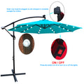 10 Ft Outdoor Patio Umbrella Solar Powered Led Lighted Sun Shade Market Waterproof 8 Ribs Umbrella With Crank And Cross Base For Garden Deck Backyard Pool Shade Outside Deck Swimming Pool Turquoise