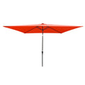 10 X 6.5T Rectangular Patio Solar Led Lighted Outdoor Umbrellas With Crank And Push Button Tilt For Garden Backyard Pool Swimming Pool Light Brick Red Steel