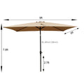 6 X 9Ft Patio Umbrella Outdoor Waterproof Umbrella With Crank And Push Button Tilt Without Flap For Garden Backyard Pool Swimming Pool Market Brown Steel