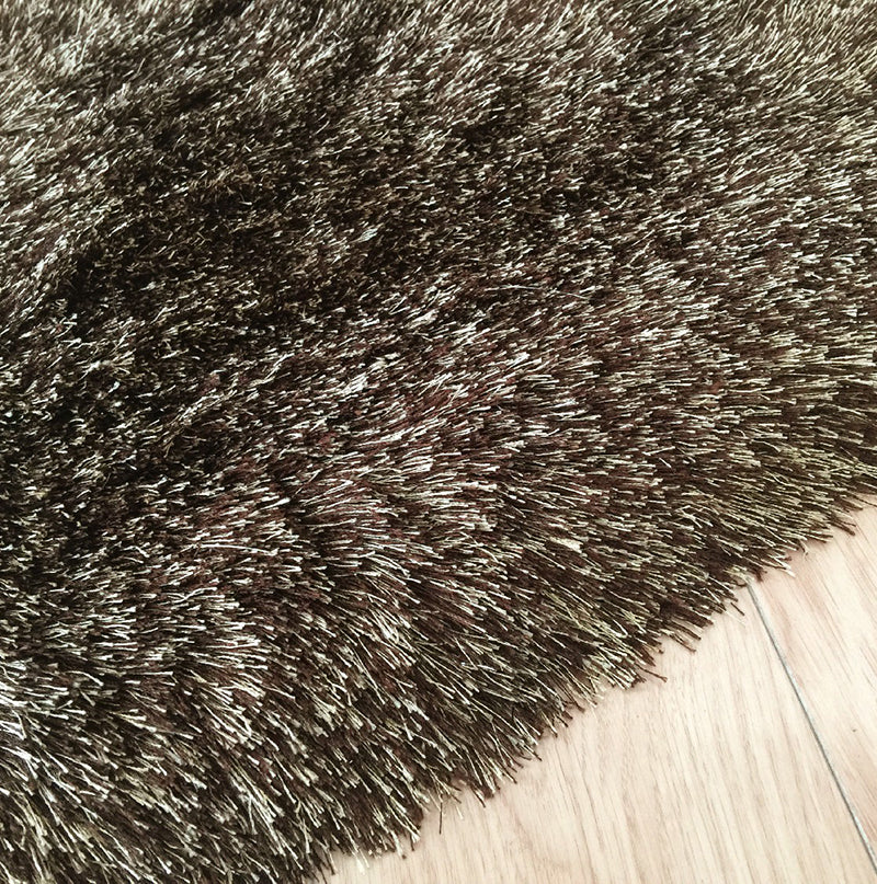 "Fancy Shaggy" Hand Tufted Area Rug Brown Polyester