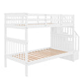 Stairway Twin Over Twin Bunk Bed With Storage And Guard Rail For Bedroom, Dorm, White Color Old Sku :Lp000109Aak White Solid Wood