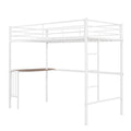 Twin Over Full Metal Bunk Bed With Desk, Ladder And Quality Slats For Bedroom, Metallic White Old Sku :Lp000092Aak White Metal