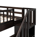 Stairway Full Over Full Bunk Bed With Storage And Guard Rail For Bedroom, Dorm, Espresso Old Sku:Lp000110Aap Espresso Solid Wood