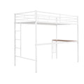 Twin Over Full Metal Bunk Bed With Desk, Ladder And Quality Slats For Bedroom, Metallic White Old Sku :Lp000092Aak White Metal