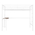 Twin Over Full Metal Bunk Bed With Desk, Ladder And Quality Slats For Bedroom, Metallic White Old Sku :Lp000092Aak White Metal