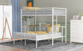 Twin Over Full Metal Bunk Bed With Desk, Ladder And Quality Slats For Bedroom, Metallic White Old Sku :Lp000092Aak White Metal