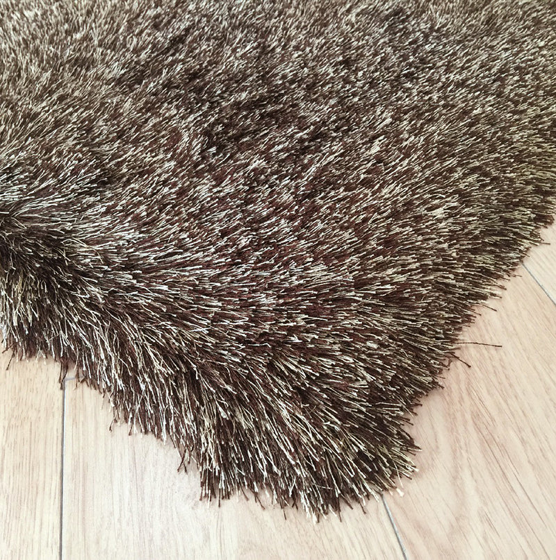 "Fancy Shaggy" Hand Tufted Area Rug Brown Polyester