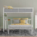 Twin Over Full Metal Bunk Bed With Desk, Ladder And Quality Slats For Bedroom, Metallic White Old Sku :Lp000092Aak White Metal