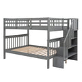 Stairway Full Over Full Bunk Bed With Storage And Guard Rail For Bedroom, Dorm, Gray Old Sku:Lp000110Aae Gray Solid Wood