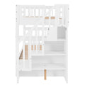 Stairway Twin Over Twin Bunk Bed With Storage And Guard Rail For Bedroom, Dorm, White Color Old Sku :Lp000109Aak White Solid Wood