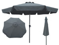 Outdoor Patio Umbrella 10Ft 3M With Flap ,8Pcs Ribs,With Tilt ,With Crank,Without Base, Grey Anthracite,Pole Size 38Mm 1.49Inch Dark Gray Metal