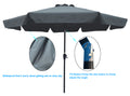 Outdoor Patio Umbrella 10Ft 3M With Flap ,8Pcs Ribs,With Tilt ,With Crank,Without Base, Grey Anthracite,Pole Size 38Mm 1.49Inch Dark Gray Metal