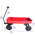 Garden Cart Reuniong Railing, Solid Wheels, All Terrain Cargo Wagon With 280Lbs Weight Capacity, Red Red Metal