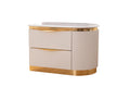 Laura Gold Detailed Left 2 Drawer Nightstand Made With Wood In White White 2 Drawers Bedside Cabinet Bedroom Contemporary,Modern Drawers White Solid Wood Mdf Wood