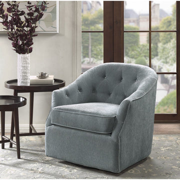 Calvin Swivel Chair Light Blue Solid Wood