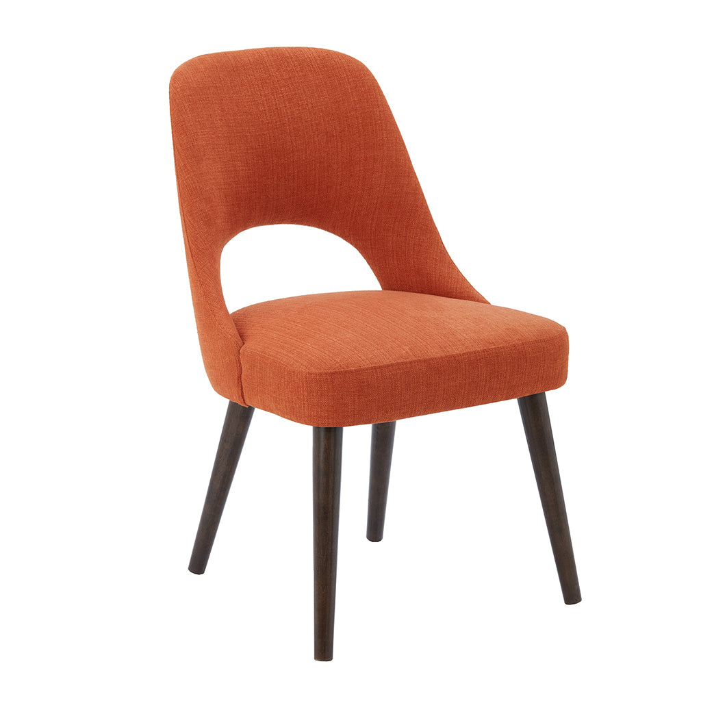 Nola Dining Chair Set Of 2 Orange Dark Brown Polyester