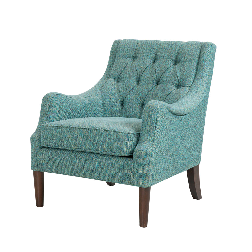 Button Tufted Accent Chair Teal Polyester
