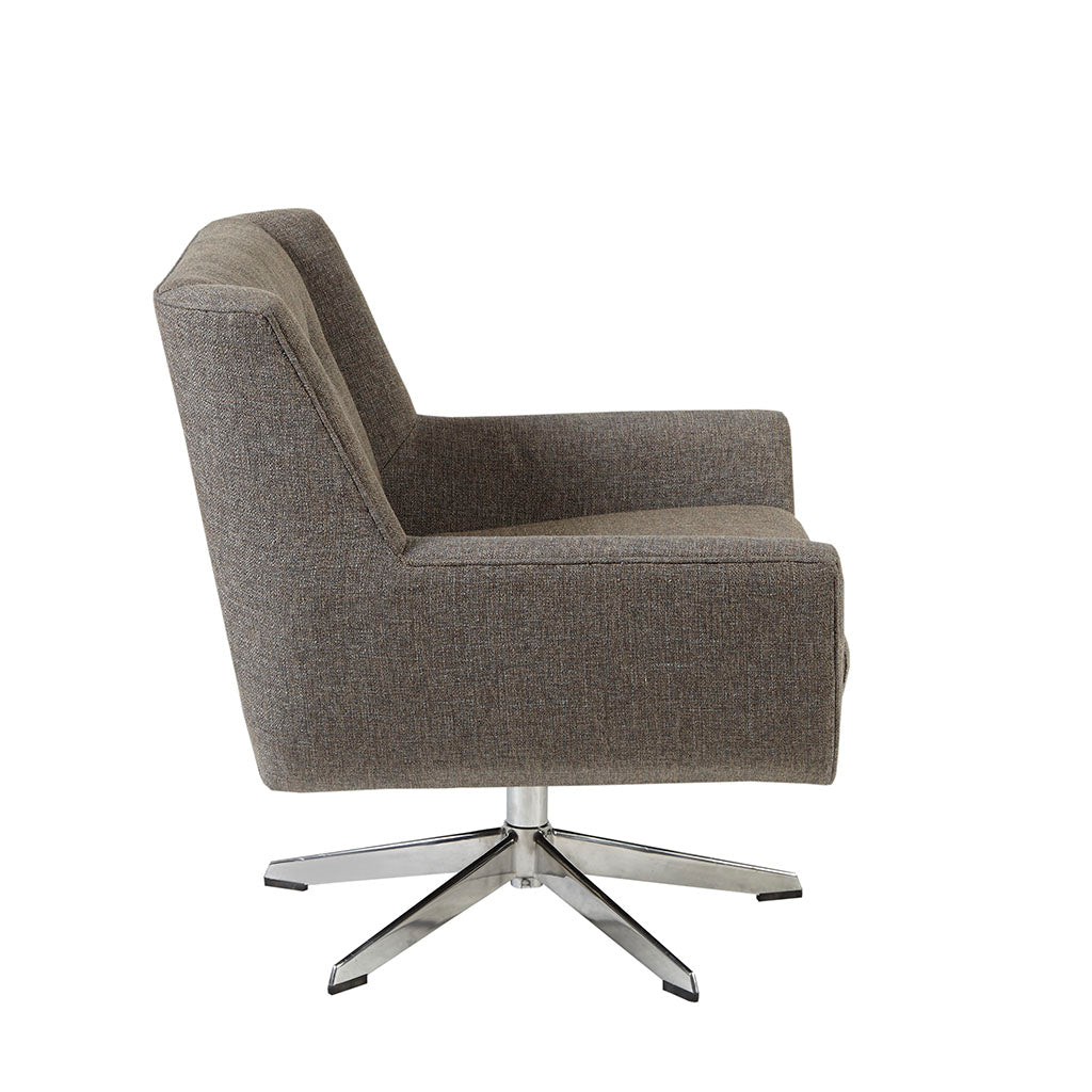 Swivel Lounge Chair, Star Based Swivel Brown Multi Wood