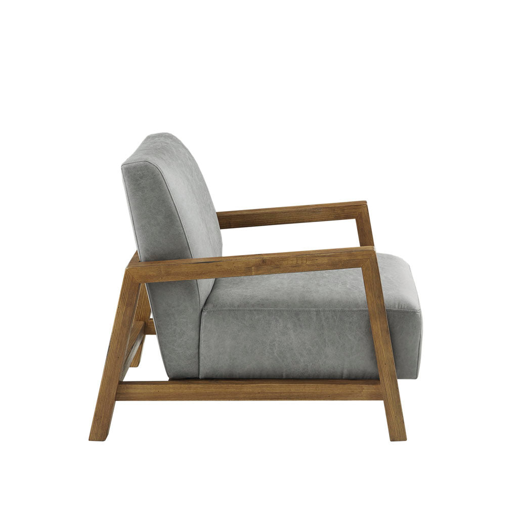 Low Profile Accent Chair Grey Polyester