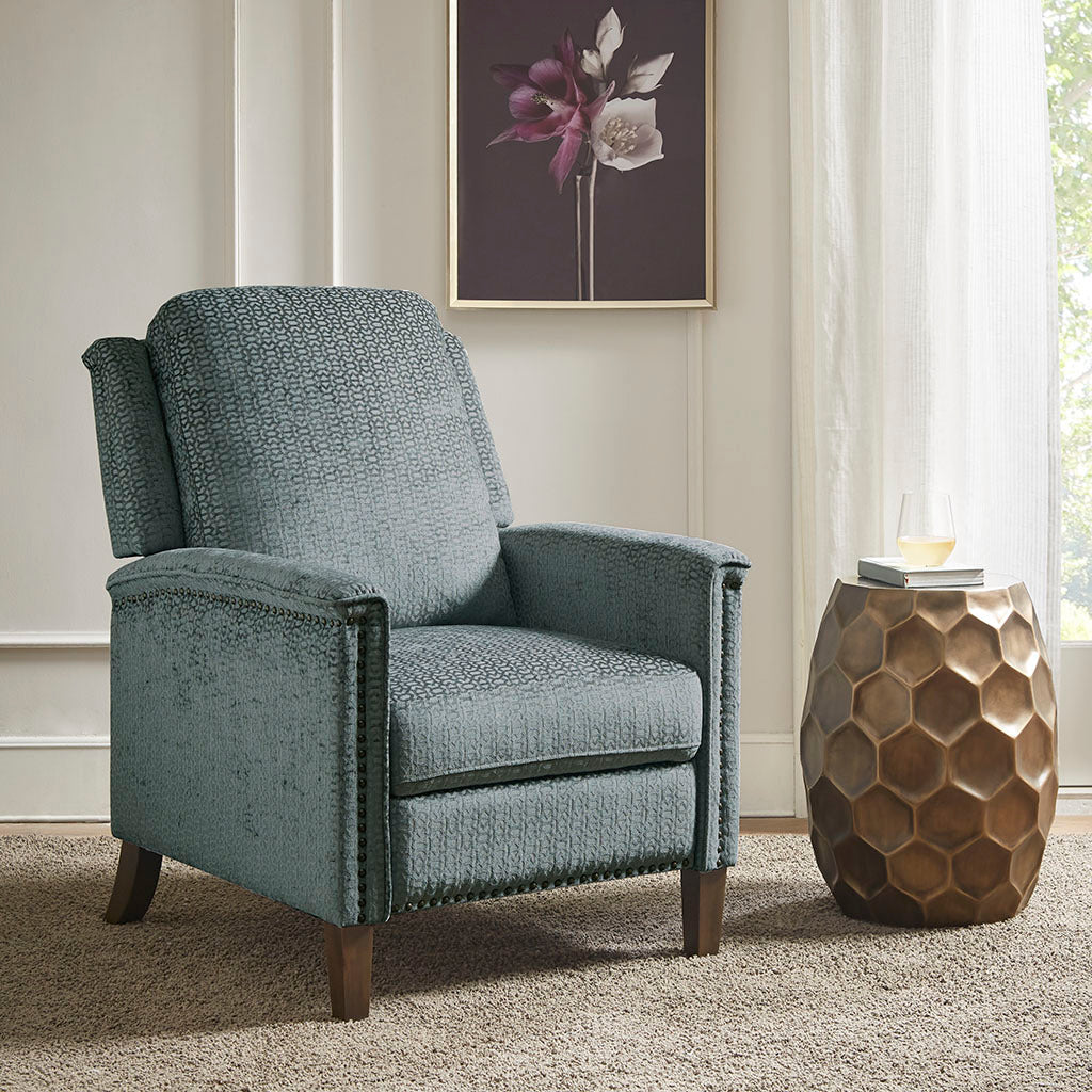 Push Back Recliner Grey Polyester