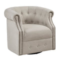 Owen Swivel Chair Beige Solid Wood