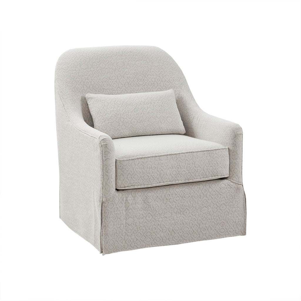 Theo Swivel Glider Chair Ivory Solid Wood