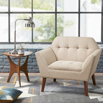 Lounge Chair Beige Polyester