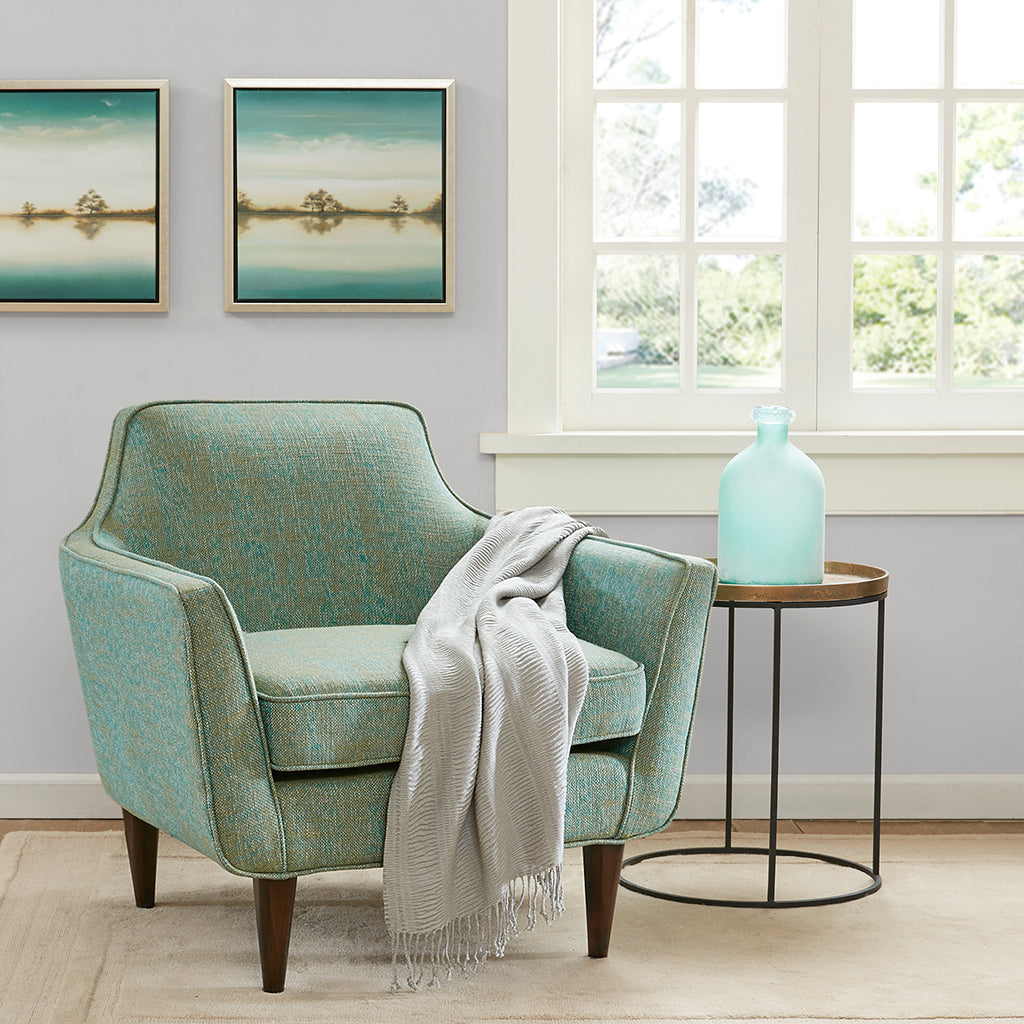 Mid Century Accent Chair Green Solid Wood