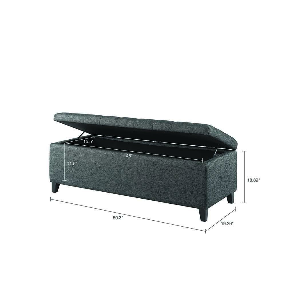 Tufted Top Soft Close Storage Bench Charcoal Polyester