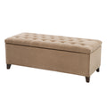 Tufted Top Soft Close Storage Bench Sand Polyester