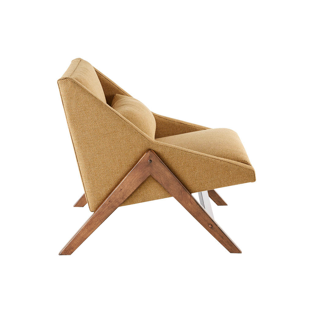 Accent Chair Mustard Yellow Pecan Polyester