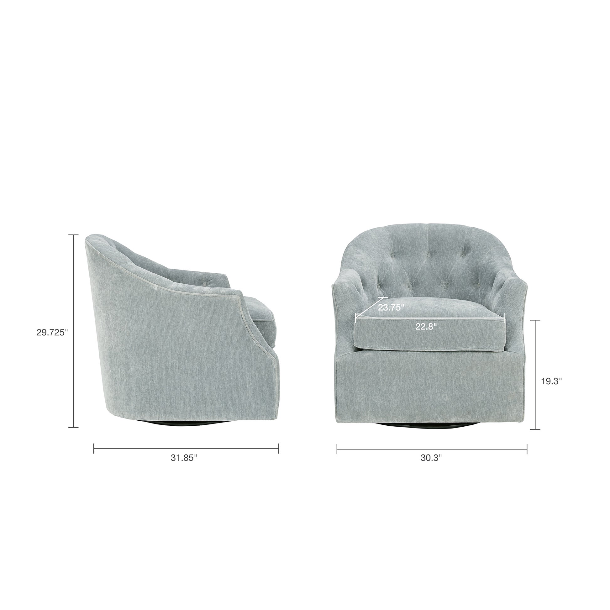 Calvin Swivel Chair Light Blue Solid Wood