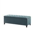 Tufted Top Soft Close Storage Bench Blue Polyester