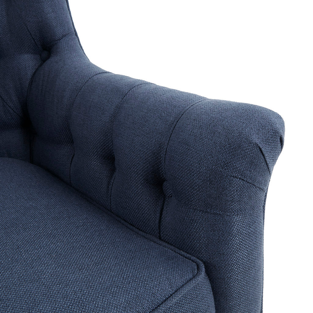 Mathis Swivel Glider Chair Blue Solid Wood