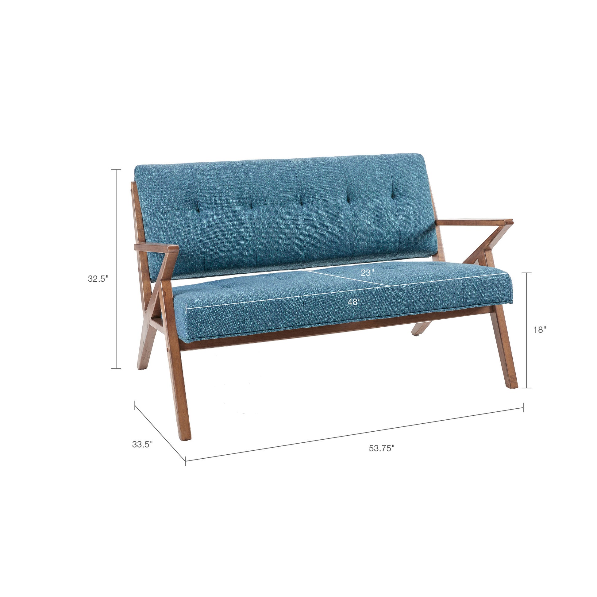 Rocket Loveseat Blue Solid Wood