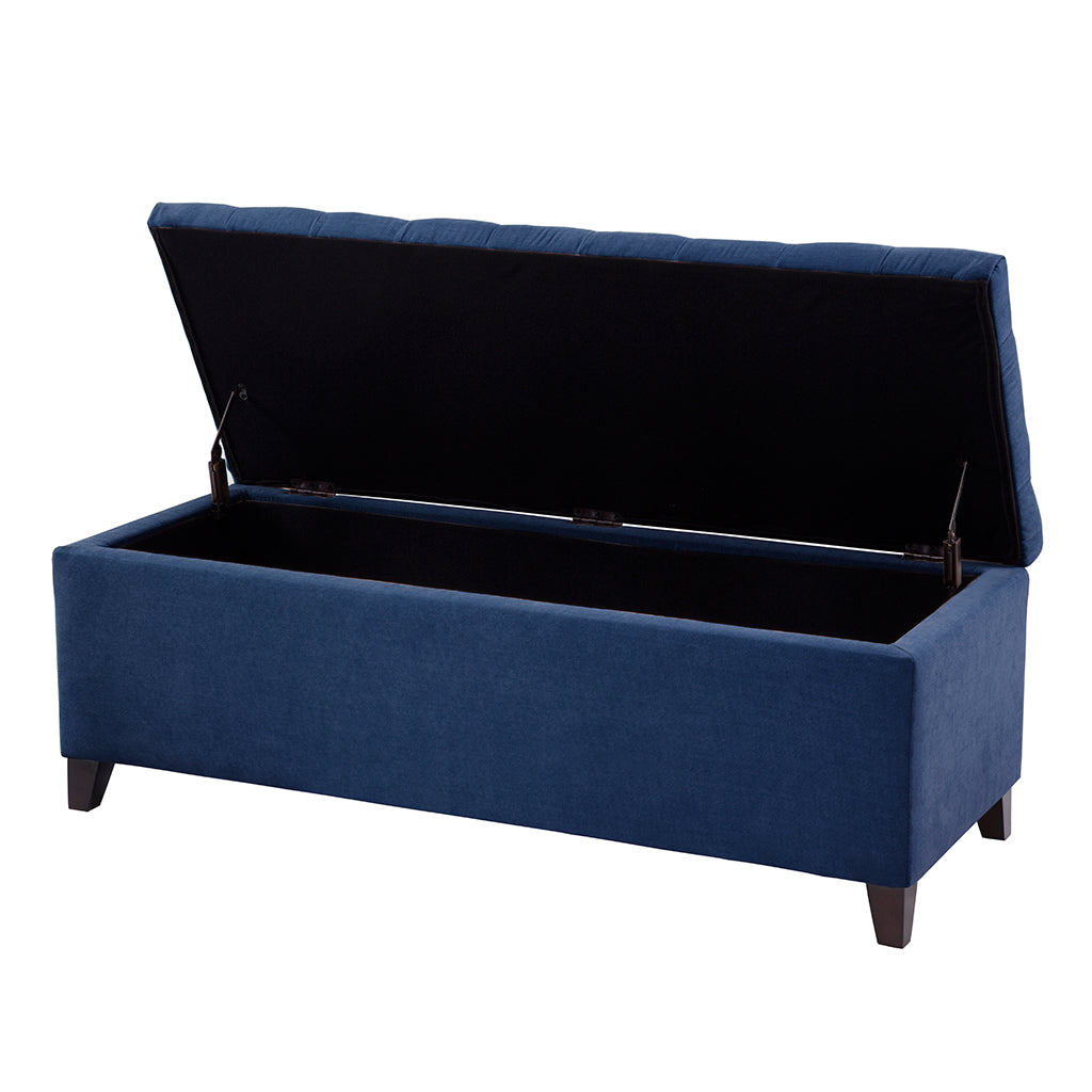 Tufted Top Soft Close Storage Bench Navy Polyester