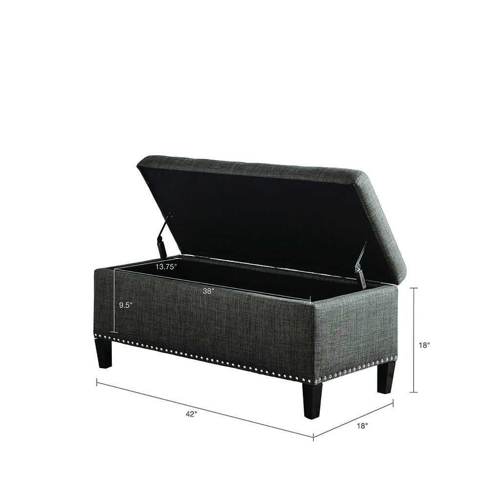 Tufted Top Soft Close Storage Bench Charcoal Polyester