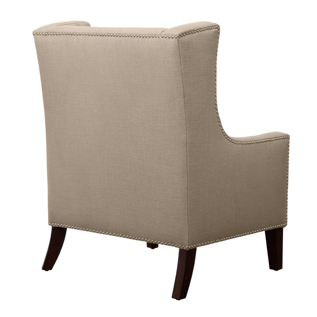 Barton Wing Chair Beige Solid Wood