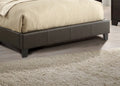 California King Size Bed 1Pc Bed Set Brown Faux Leather Upholstered Two Panel Bed Frame Headboard Bedroom Furniture Box Spring Not Required California King Brown Wood Bedroom Modern Pine Bed Frame Faux Leather Particle Board