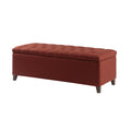 Tufted Top Soft Close Storage Bench Rust Red Polyester