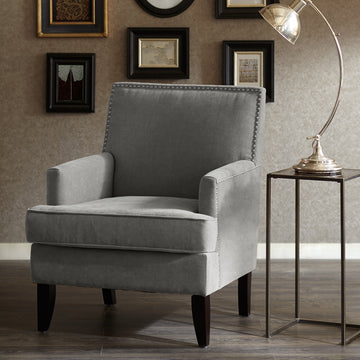 Track Arm Club Chair Grey Polyester
