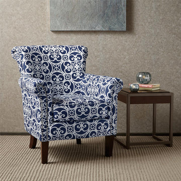 Brooke Tight Back Club Chair Navy Solid Wood