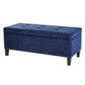 Tufted Top Soft Close Storage Bench Blue Polyester