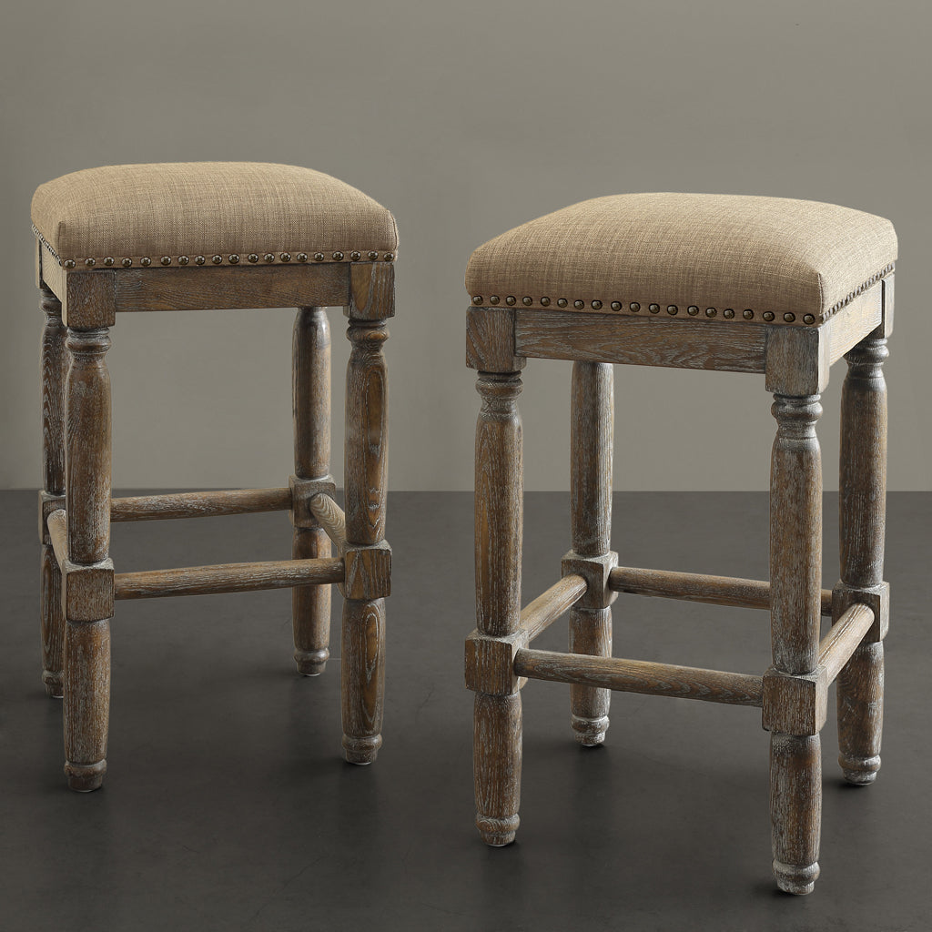 Counter Stool Set Of 2 Sand Polyester