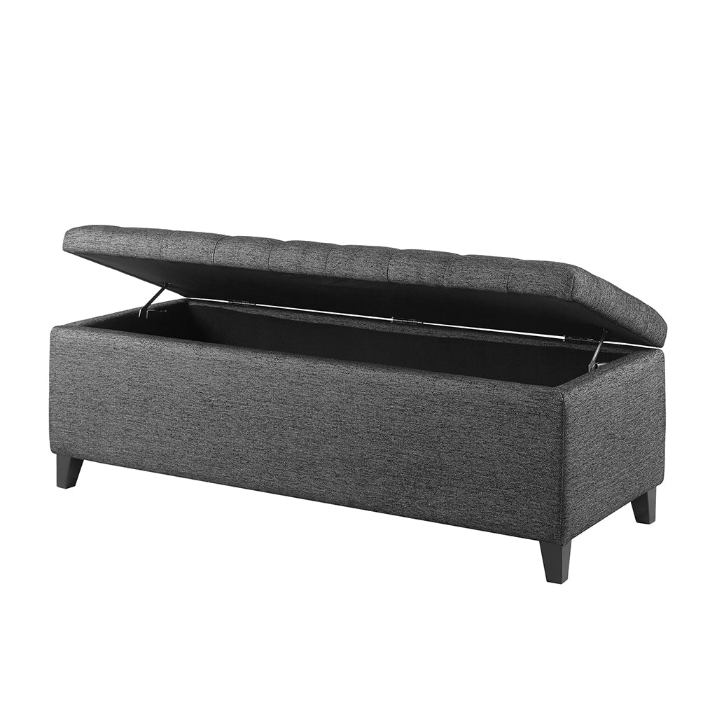 Tufted Top Soft Close Storage Bench Charcoal Polyester